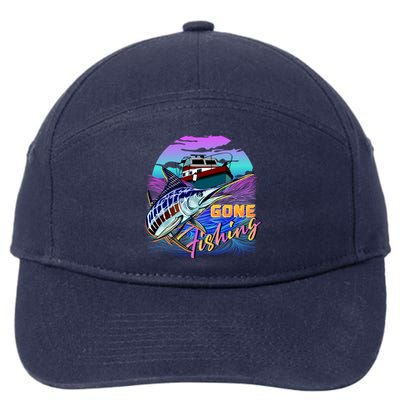 Gone Fishing Marlin Boat 7-Panel Snapback Hat