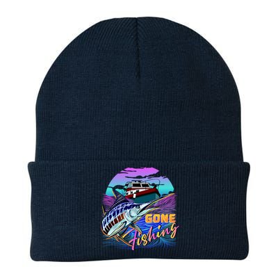 Gone Fishing Marlin Boat Knit Cap Winter Beanie