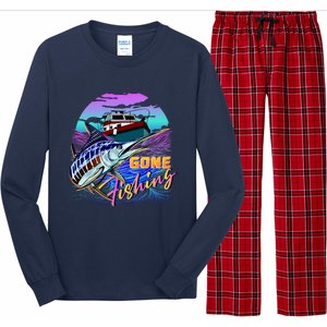 Gone Fishing Marlin Boat Long Sleeve Pajama Set