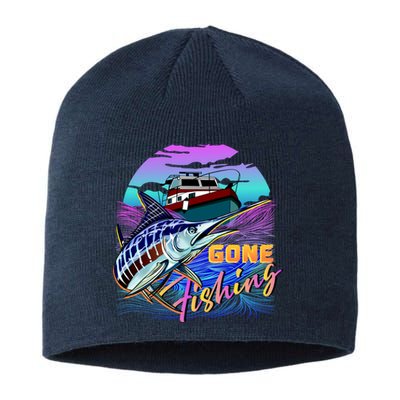 Gone Fishing Marlin Boat Sustainable Beanie