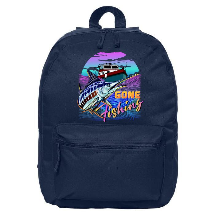 Gone Fishing Marlin Boat 16 in Basic Backpack