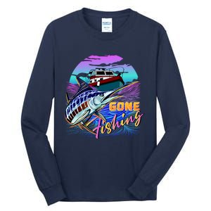 Gone Fishing Marlin Boat Tall Long Sleeve T-Shirt