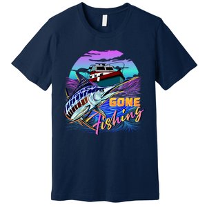 Gone Fishing Marlin Boat Premium T-Shirt