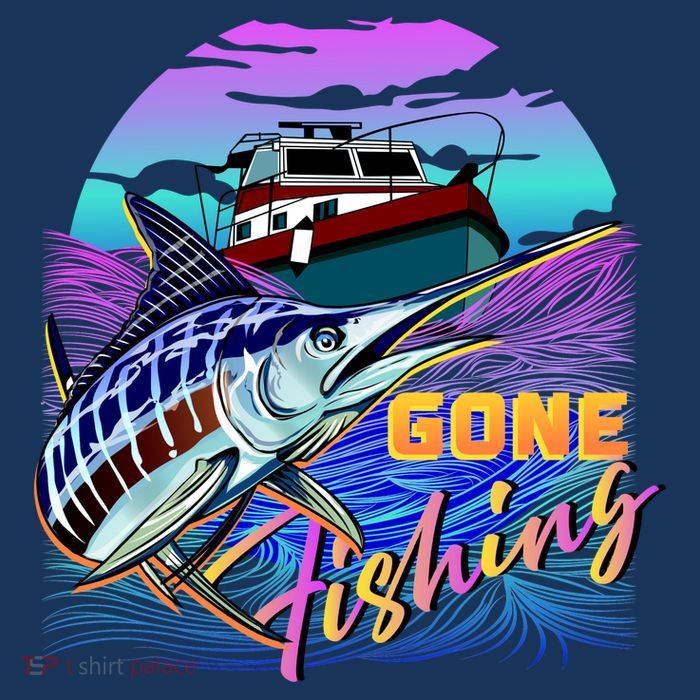 Gone Fishing Marlin Boat Premium T-Shirt