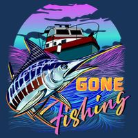 Gone Fishing Marlin Boat Tie-Dye T-Shirt