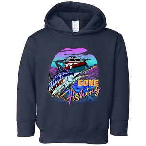 Gone Fishing Marlin Boat Toddler Hoodie