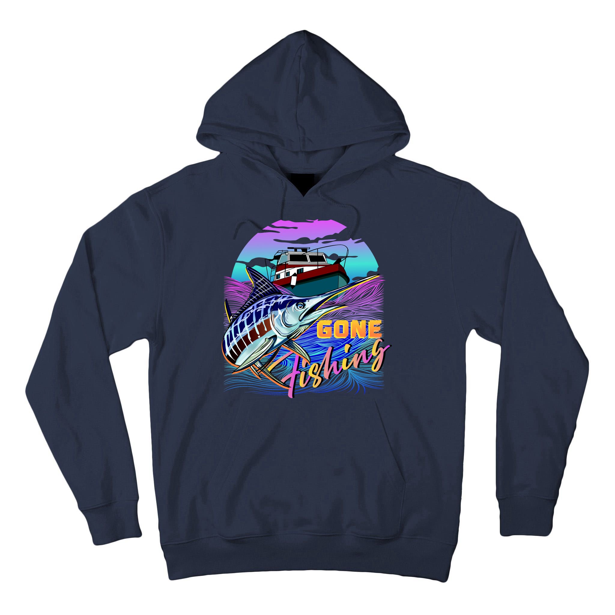 Gone Fishing Marlin Boat Tall Hoodie
