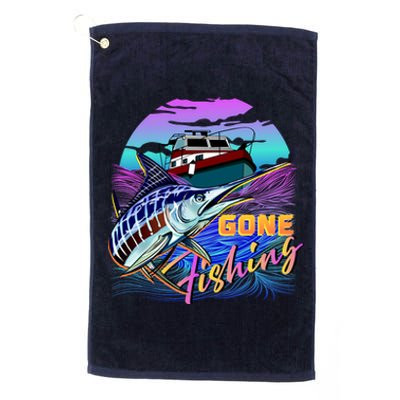 Gone Fishing Marlin Boat Platinum Collection Golf Towel