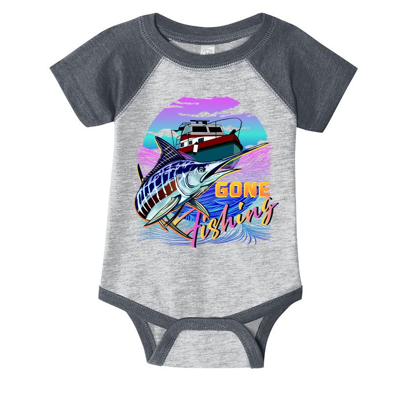 Gone Fishing Marlin Boat Infant Baby Jersey Bodysuit
