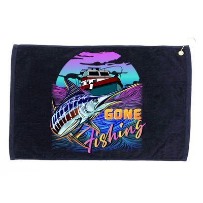 Gone Fishing Marlin Boat Grommeted Golf Towel