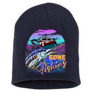 Gone Fishing Marlin Boat Short Acrylic Beanie