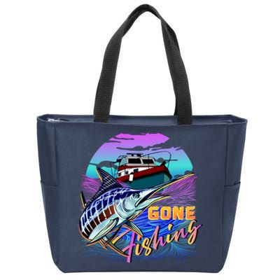 Gone Fishing Marlin Boat Zip Tote Bag