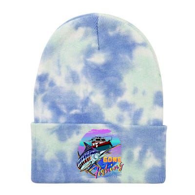 Gone Fishing Marlin Boat Tie Dye 12in Knit Beanie