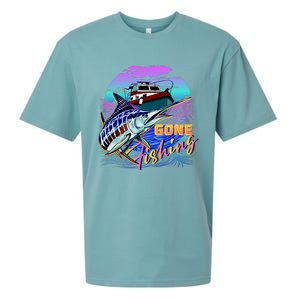 Gone Fishing Marlin Boat Sueded Cloud Jersey T-Shirt