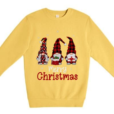 Gnome Family Merry Christmas Red Plaid Xmas Premium Crewneck Sweatshirt