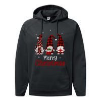 Gnome Family Merry Christmas Red Plaid Xmas Performance Fleece Hoodie