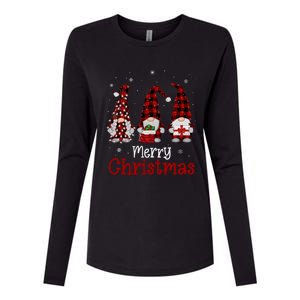 Gnome Family Merry Christmas Red Plaid Xmas Womens Cotton Relaxed Long Sleeve T-Shirt