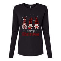 Gnome Family Merry Christmas Red Plaid Xmas Womens Cotton Relaxed Long Sleeve T-Shirt