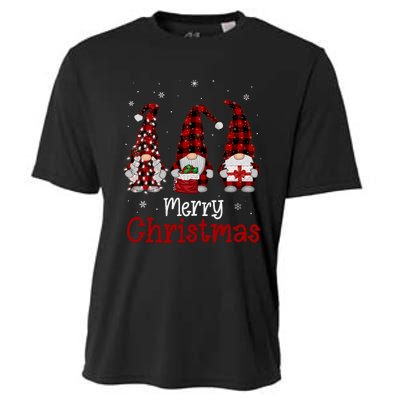 Gnome Family Merry Christmas Red Plaid Xmas Cooling Performance Crew T-Shirt