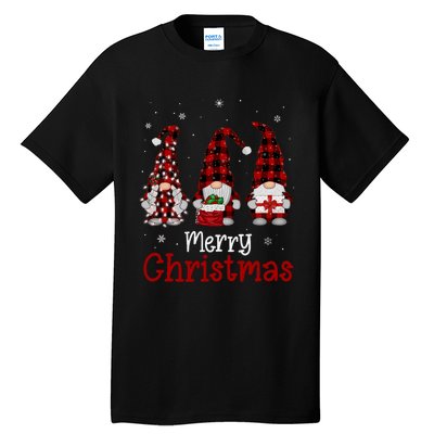 Gnome Family Merry Christmas Red Plaid Xmas Tall T-Shirt