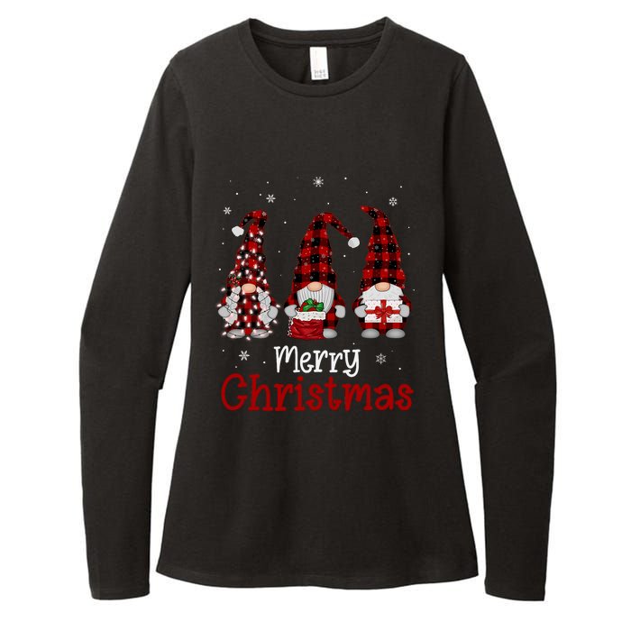 Gnome Family Merry Christmas Red Plaid Xmas Womens CVC Long Sleeve Shirt