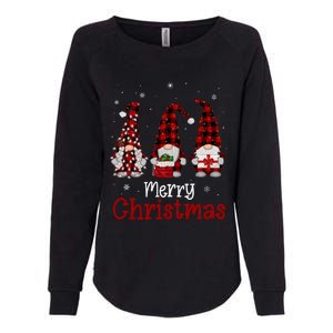 Gnome Family Merry Christmas Red Plaid Xmas Womens California Wash Sweatshirt