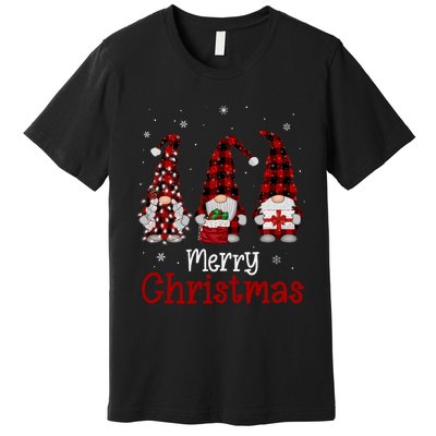 Gnome Family Merry Christmas Red Plaid Xmas Premium T-Shirt