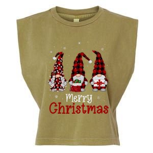 Gnome Family Merry Christmas Red Plaid Xmas Garment-Dyed Women's Muscle Tee