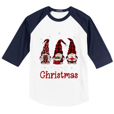 Gnome Family Merry Christmas Red Plaid Xmas Baseball Sleeve Shirt