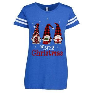 Gnome Family Merry Christmas Red Plaid Xmas Enza Ladies Jersey Football T-Shirt