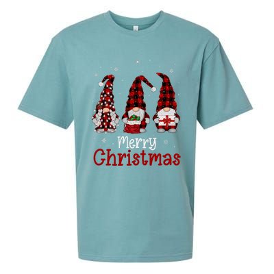 Gnome Family Merry Christmas Red Plaid Xmas Sueded Cloud Jersey T-Shirt