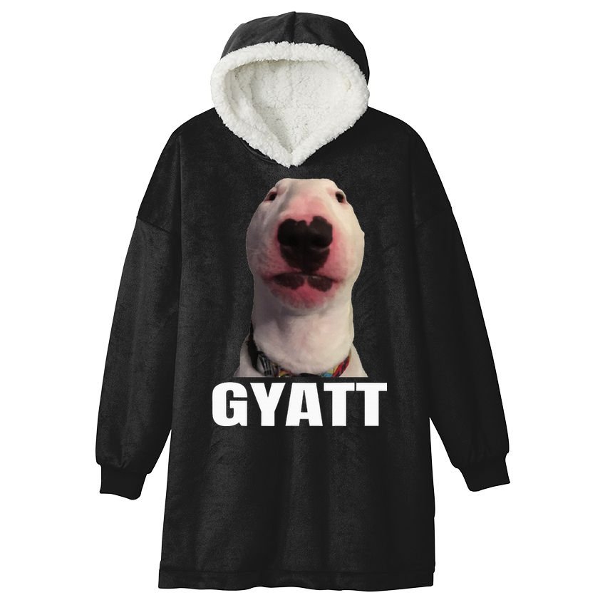 Gyatt Funny Meme Damn Trend Reaction Cringe Gyatt Hooded Wearable Blanket