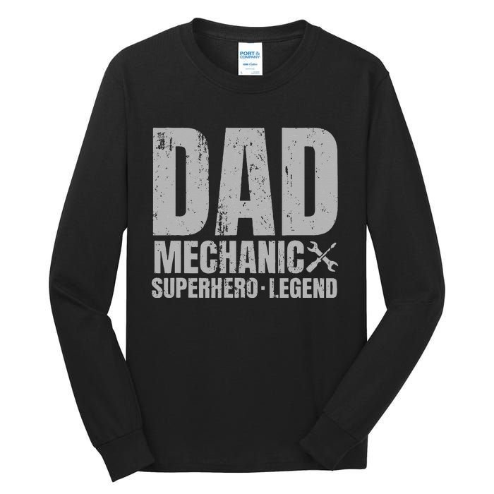 Gift For Mechanic Dad From Daughter Funny Family Gift Tall Long Sleeve T-Shirt