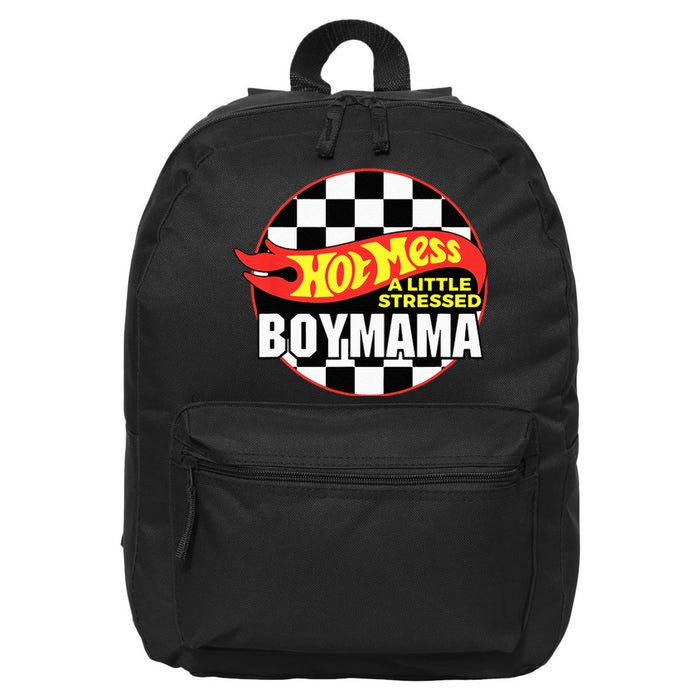 Gifts For Mom Hot Mess A Little Stressed Boy Mama 16 in Basic Backpack