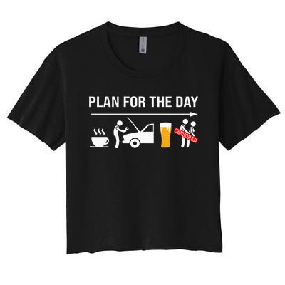 Gifts For Mechanics Funny Coffee Wrench Beer Adult Humor Women's Crop Top Tee