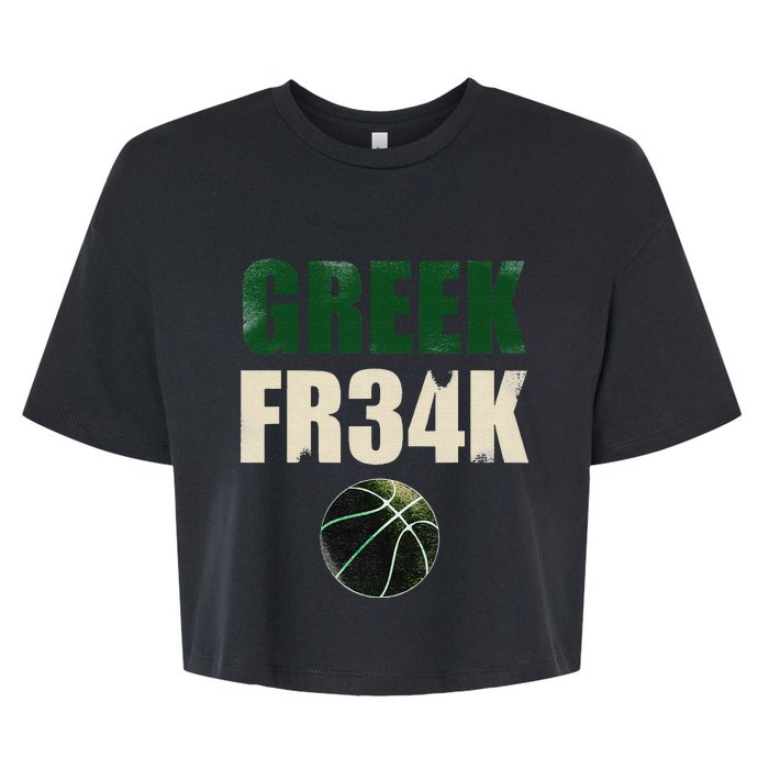 GREEK FR34K Milwaukee Wisconsin Basketball Championship Bella+Canvas Jersey Crop Tee