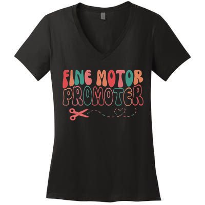 Groovy Fine Motor Promoter Occupational Therapy Ot Therapist Women's V-Neck T-Shirt