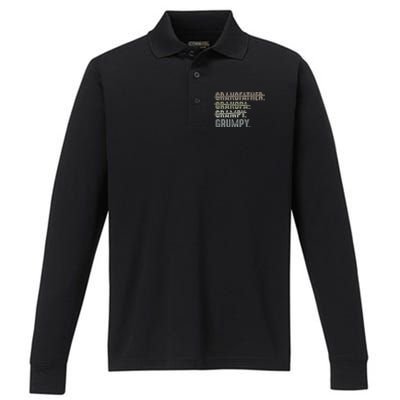 Grumpy For Men Grandfather Grandpa Grampy Grumpy Performance Long Sleeve Polo