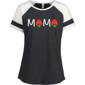 Gift For Mama Cute Strawberry Mama Meaningful Gift Enza Ladies Jersey Colorblock Tee