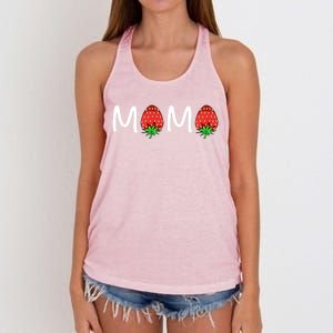 Gift For Mama Cute Strawberry Mama Meaningful Gift Women's Knotted Racerback Tank