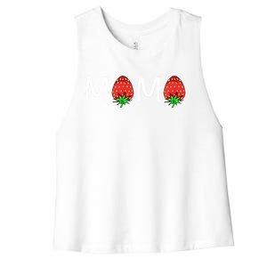 Gift For Mama Cute Strawberry Mama Meaningful Gift Women's Racerback Cropped Tank