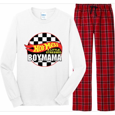 Gifts For Mom Hot Mess A Little Stressed Boy Mama Long Sleeve Pajama Set