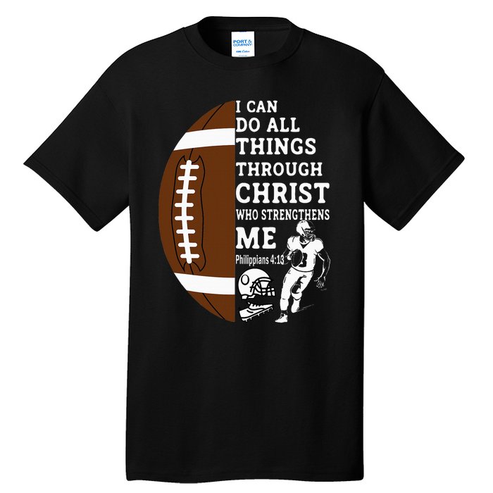 Gifts Football Motivational Bible Verse Christian  Tall T-Shirt