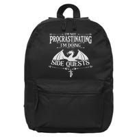 Gamers Family Matching Gaming Gamer Collections I'm Not Procrastinating I'm Doing Side Quests 16 in Basic Backpack