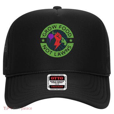 Grow Food Not Lawns Permaculture High Crown Mesh Back Trucker Hat