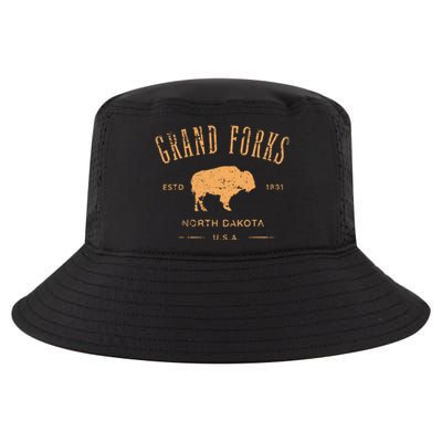 Grand Forks North Dakota Souvenir Distressed Style Design Cool Comfort Performance Bucket Hat