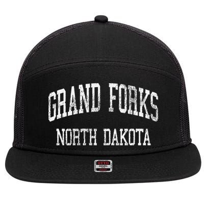 Grand Forks North Dakota Nd Vintage Athletic Sports 7 Panel Mesh Trucker Snapback Hat