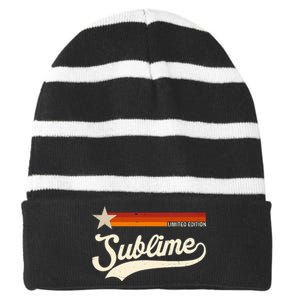 Graphic First Name S.U.B.L.I.M.E Awesome Apparel Limited Edition Striped Beanie with Solid Band