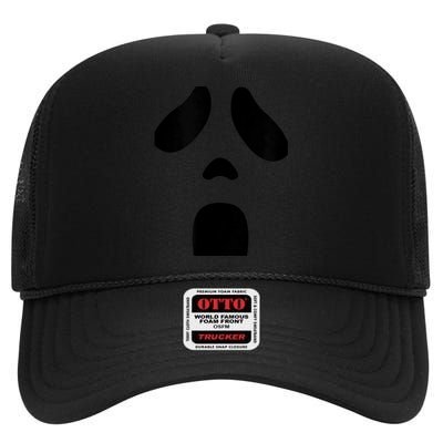 Ghost Face Novelty Halloween Ghost Costume Ghost Screaming High Crown Mesh Back Trucker Hat