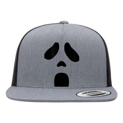 Ghost Face Novelty Halloween Ghost Costume Ghost Screaming Flat Bill Trucker Hat